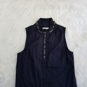 J. Crew Rhinestone Ruffled Top